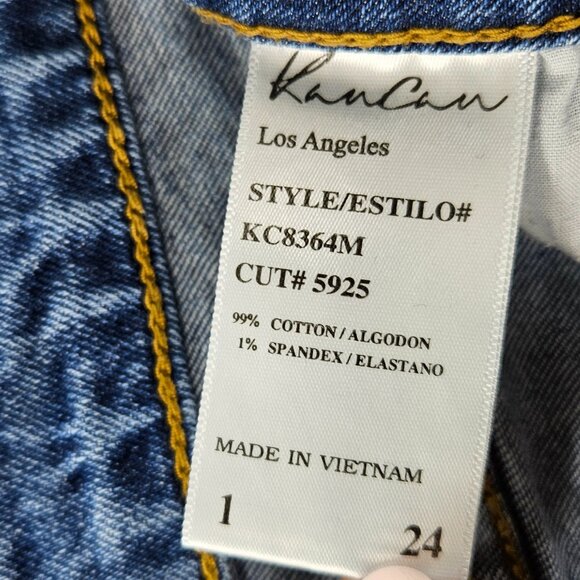 Kancan Jean Shorts Womens 24 (28x3) Blue Mid Rise Distressed Cut Offs Jorts - Picture 6 of 16